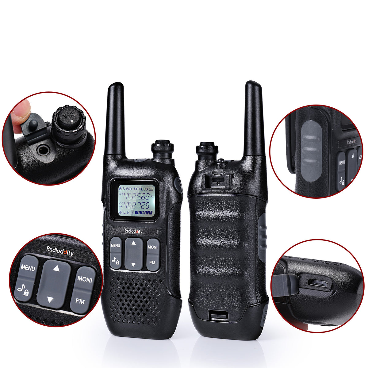 Radioddity PR-T1 PMR446 talkie-walkie avec écran LCD, talkie-walkie 4 km de  portée, 16
