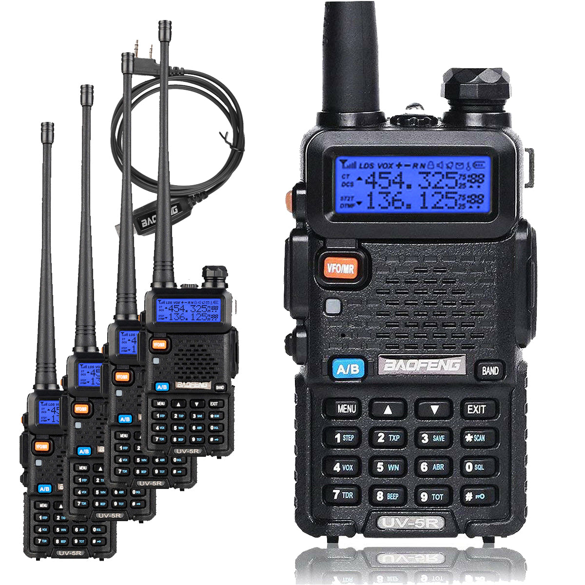 Baofeng UV-5R [5 Pack + Cable]– Radioddity