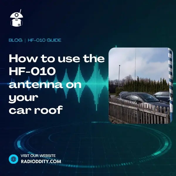 Radioddity HF-010 portable HF antenna car roof mount - M916 magnetic base setup