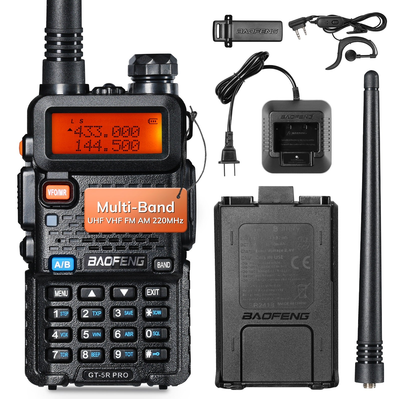 Baofeng GT 5R Pro Ham Radio 5W Dual Band UHF VHF FM Airband NOAA baofeng-gt-5r-pro-ham-radio-5w-dual-band-uhf-vhf-fm-airband-noaa