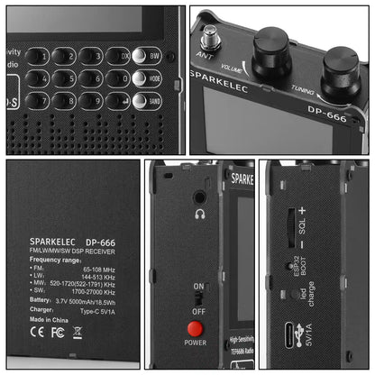 Raddy DP-666 Full Band DSP Radio | TEF6686 Chip | AM/FM /LW/MW/SW RDS Receiver | 2.8" Touchscreen | 5000mAh Battery | Telescopic & Donut Antenna | Firmware Upgradable