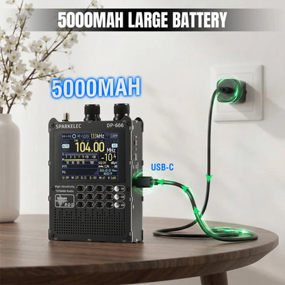 Raddy DP-666 Full Band DSP Radio | TEF6686 Chip | AM/FM /LW/MW/SW RDS Receiver | 2.8" Touchscreen | 5000mAh Battery | Telescopic & Donut Antenna | Firmware Upgradable