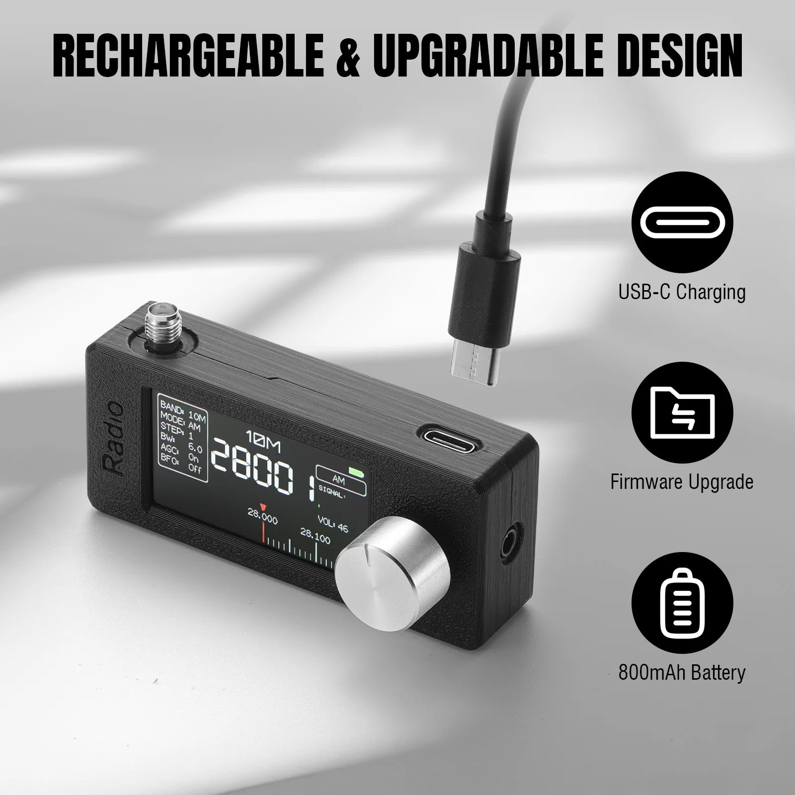 Raddy Mini Radio All-Band DSP Radio | Si4732 Chip | FM/SW/MW/VHF/CB Receiver | LSB/USB Modes | Headphone Amplifier | 1.9" Color Screen | Pocket Size | Firmware Upgrade - Radioddity