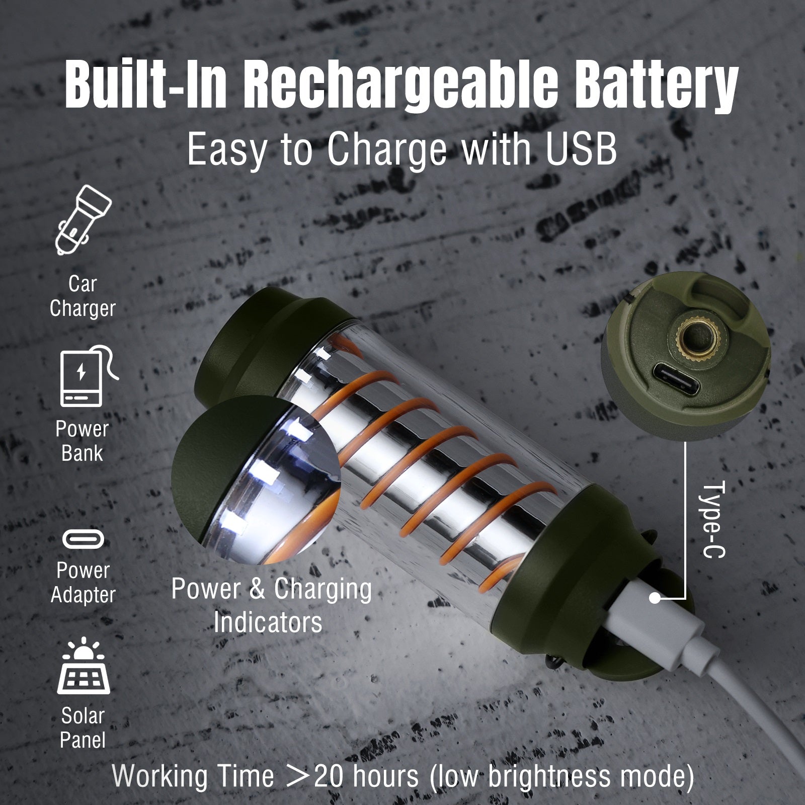 car charger rechargeable flashlight Raddy CL-1 Portable Camping Lantern