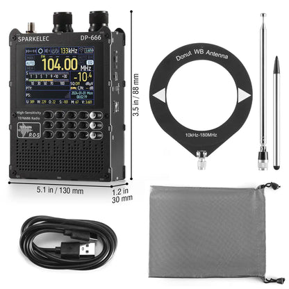 Raddy DP-666 Full Band DSP Radio | TEF6686 Chip | AM/FM /LW/MW/SW RDS Receiver | 2.8" Touchscreen | 5000mAh Battery | Telescopic & Donut Antenna | Firmware Upgradable