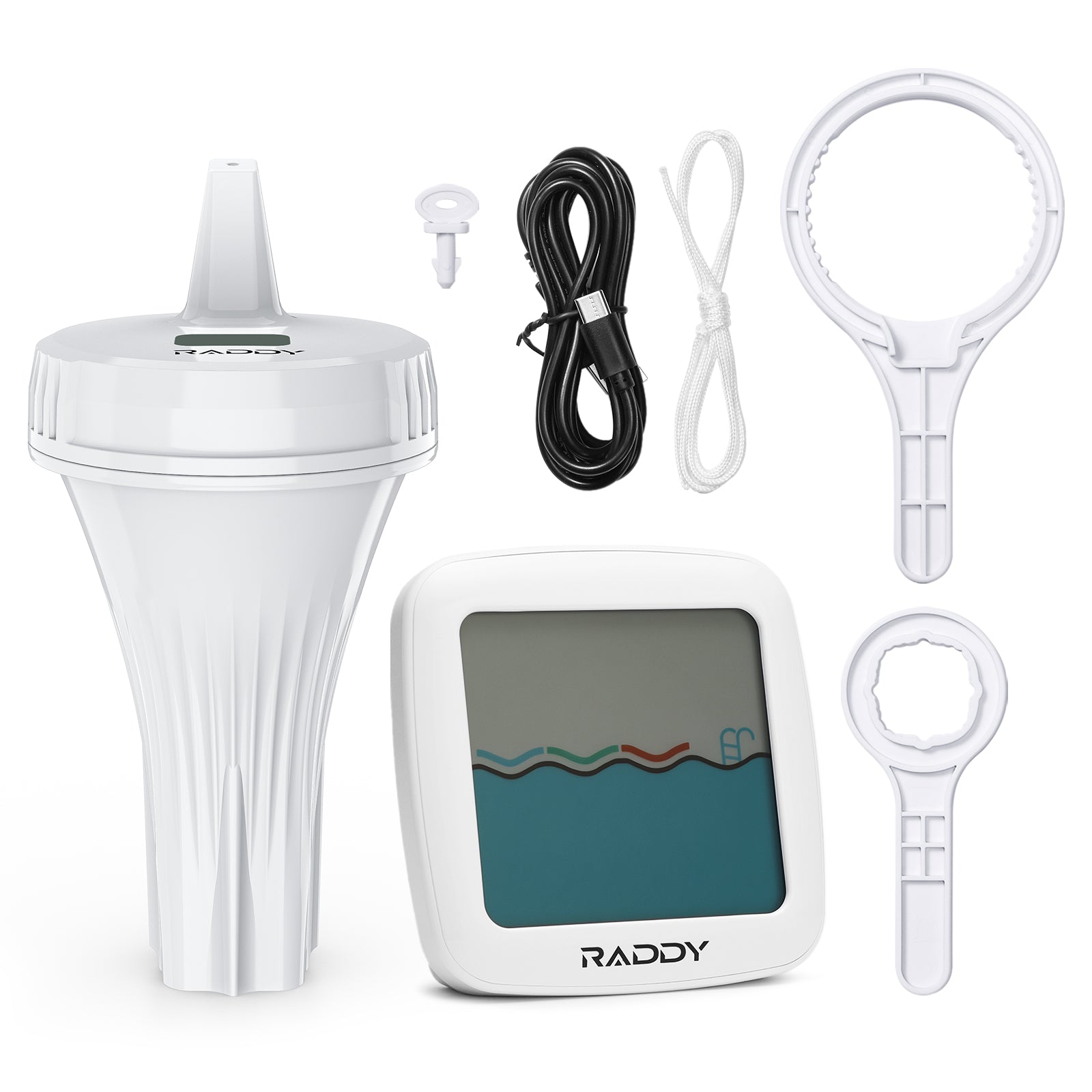 Raddy PT-5 TN Zwembadthermometer Drijvende, IPX8, op zonne-energie en batterijen, digitale thermometer met binnentemperatuur- en vochtigheidsweergave voor zwembaden, hot tubs, vijvers en spa Raddy PT-5 TN Zwembadthermometer Drijvende, IPX8, op zonne-energie en batterijen, digitale thermometer met binnentemperatuur- en vochtigheidsweergave voor zwembaden, hot tubs, vijvers en spa