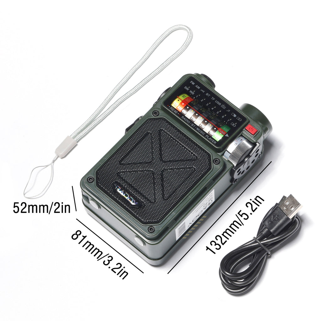 Raddy RE40 Shortwave Radio | FM/AM/SW/WB | 4000mAh | Bluetooth 5.0 | W ...
