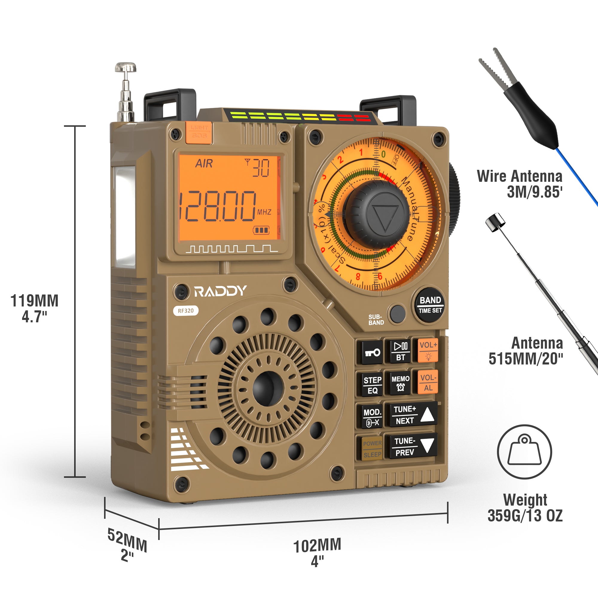 Raddy RF320 Shortwave Radio | FM/AM/SW/VHF/WB/AIR | Remote Control | B ...