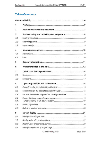 [eBook] Radioddity Extended Manual for Xiegu XPA125B - Radioddity