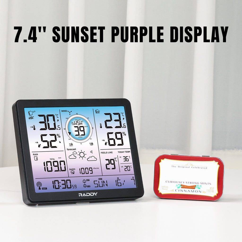Dilwe LCD Digital Indoor Outdoor Thermometer Clock Temperature Meter Wireless Transmitter, Wireless Thermometer, Digital Temperature Meter, Black