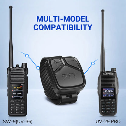 BAOFENG BT-R1 Wireless PTT Ring | For SW-9 & UV-29 Pro | Fingertip PTT & Volume Control | USB-C Rechargeable | Multi-Scene Wear