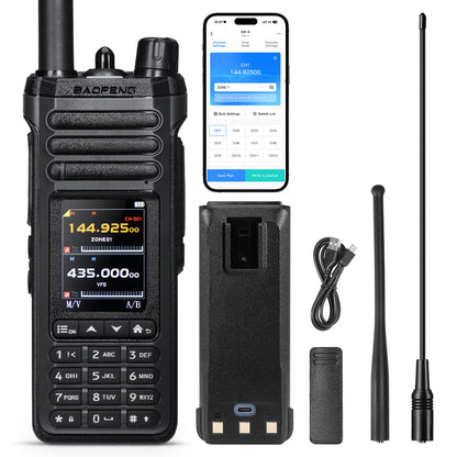 BAOFENG SW-9 10W Tri-Band Walkie Talkie | SSB HF Receiver | Airband & NOAA | Dual BT for App & Audio | Dual SMA Antenna Ports | 1000 Channels
