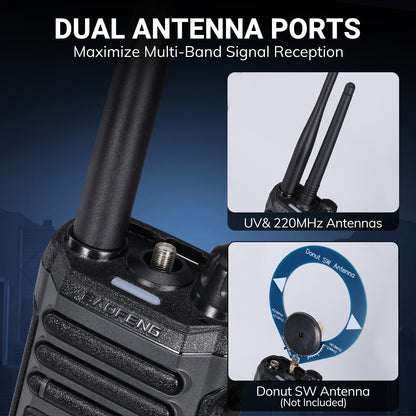 BAOFENG SW-9 10W Tri-Band Walkie Talkie | SSB HF Receiver | Airband & NOAA | Dual BT for App & Audio | Dual SMA Antenna Ports | 1000 Channels