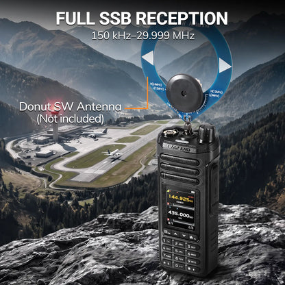 BAOFENG SW-9 10W Tri-Band Walkie Talkie | SSB HF Receiver | Airband & NOAA | Dual BT for App & Audio | Dual SMA Antenna Ports | 1000 Channels