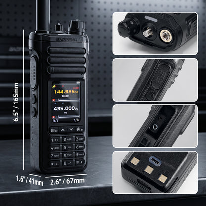 BAOFENG SW-9 10W Tri-Band Walkie Talkie | SSB HF Receiver | Airband & NOAA | Dual BT for App & Audio | Dual SMA Antenna Ports | 1000 Channels