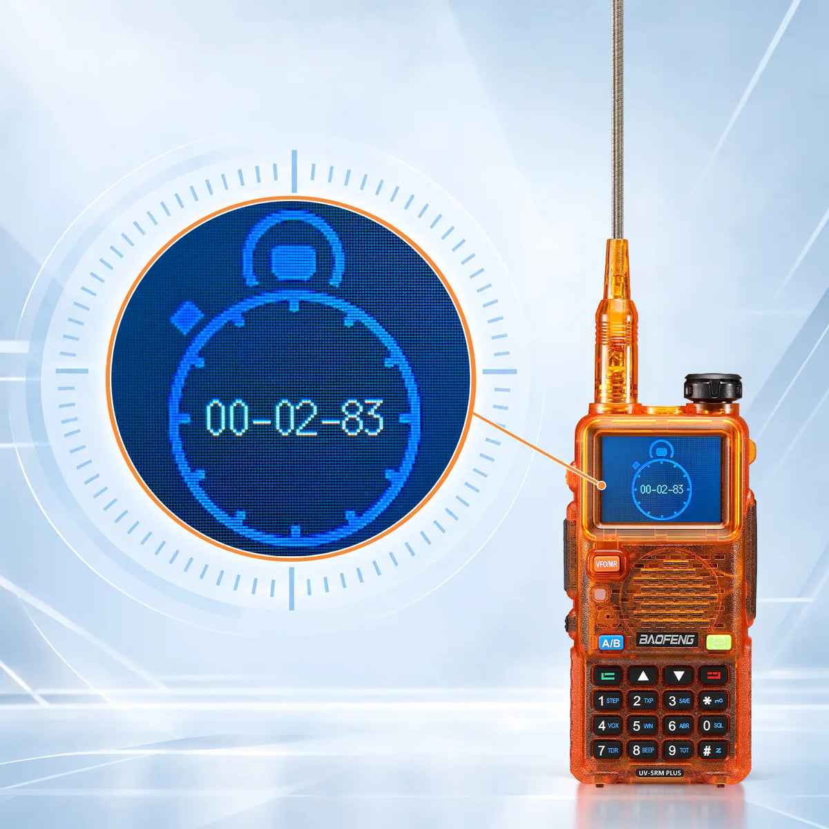 BAOFENG UV-5RM Plus 10W Ham Radio in Orange | Airband & NOAA RX | 1.77" Color Display | 2500mAh USB-C | One-Key Frequency Copy | CHIRP Compatible - Radioddity