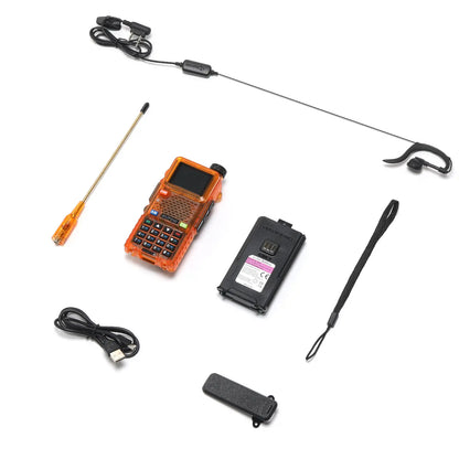 BAOFENG UV-5RM Plus 10W Ham Radio in Orange | Airband & NOAA RX | 1.77" Color Display | 2500mAh USB-C | One-Key Frequency Copy | CHIRP Compatible - Radioddity
