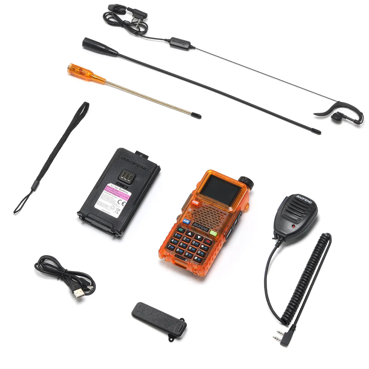BAOFENG UV-5RM Plus 10W Ham Radio in Orange | Airband & NOAA RX | 1.77" Color Display | 2500mAh USB-C | One-Key Frequency Copy | CHIRP Compatible - Radioddity