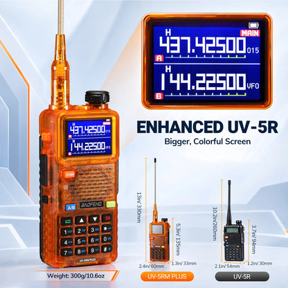 BAOFENG UV-5RM Plus 10W Ham Radio in Orange | Airband & NOAA RX | 1.77" Color Display | 2500mAh USB-C | One-Key Frequency Copy | CHIRP Compatible - Radioddity