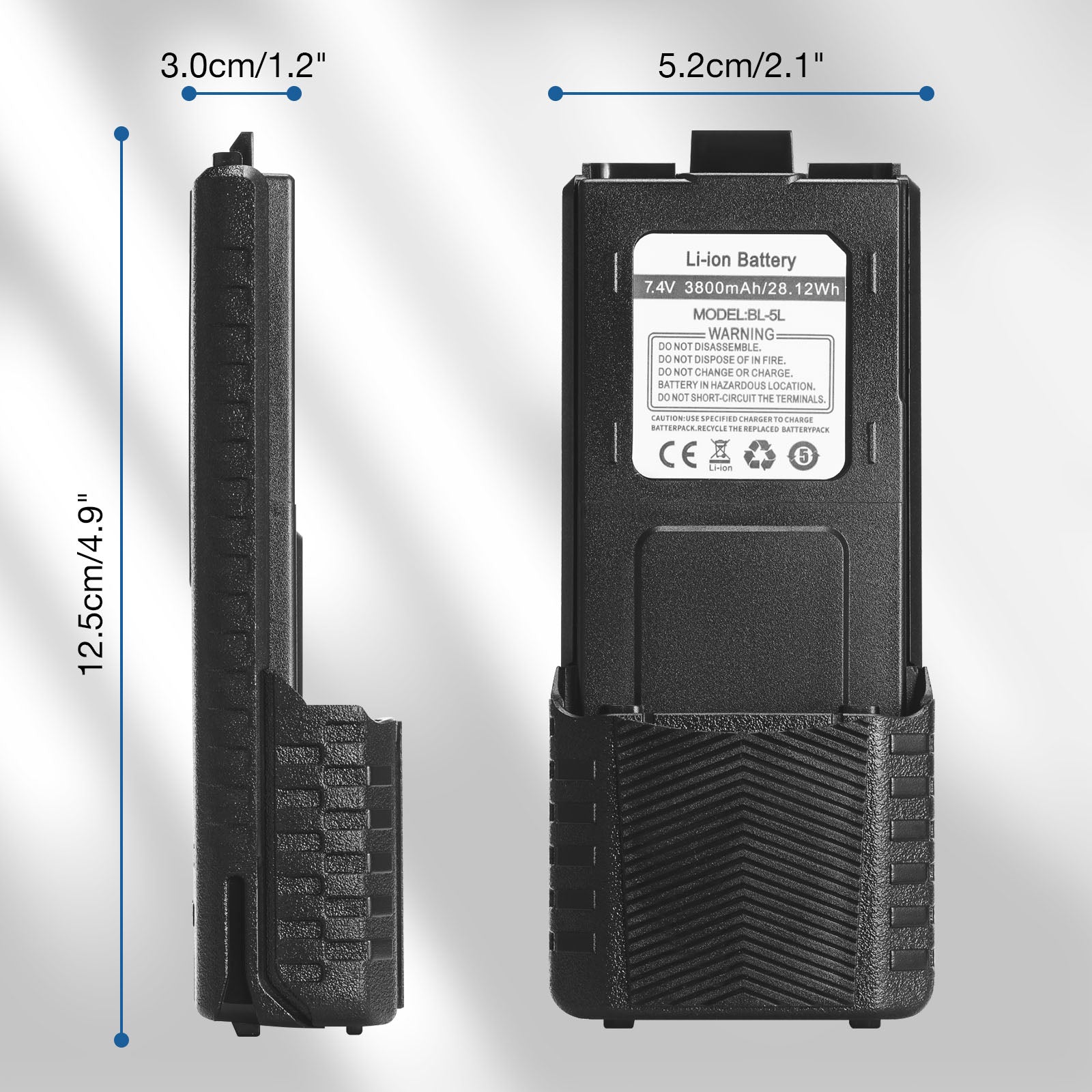 Battery 3800mAh for Baofeng UV-5R wIth USB-C Port