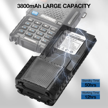 Battery 3800mAh for Baofeng UV-5R wIth USB-C Port