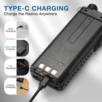 Battery 3800mAh for Baofeng UV-5R wIth USB-C Port