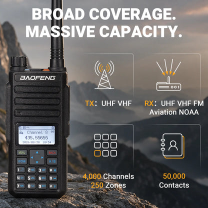 Baofeng DM-1801 Pro 7W DMR Radio | Dual Band VHF/UHF & AM Aviation RX | 4000 CH & 50K Contacts | Tier II Dual Slot | One-Key Frequency Copy