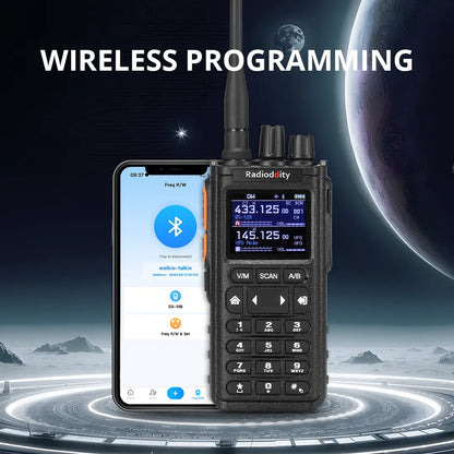 Radioddity GS-10B 10W Ham Radio | Multi-Band TX & RX | BT APP Programmable | Dual PTT | Color Display | USB-C - Radioddity