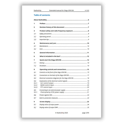 [eBook] Radioddity Extended Manual for Xiegu GPA100 - Radioddity