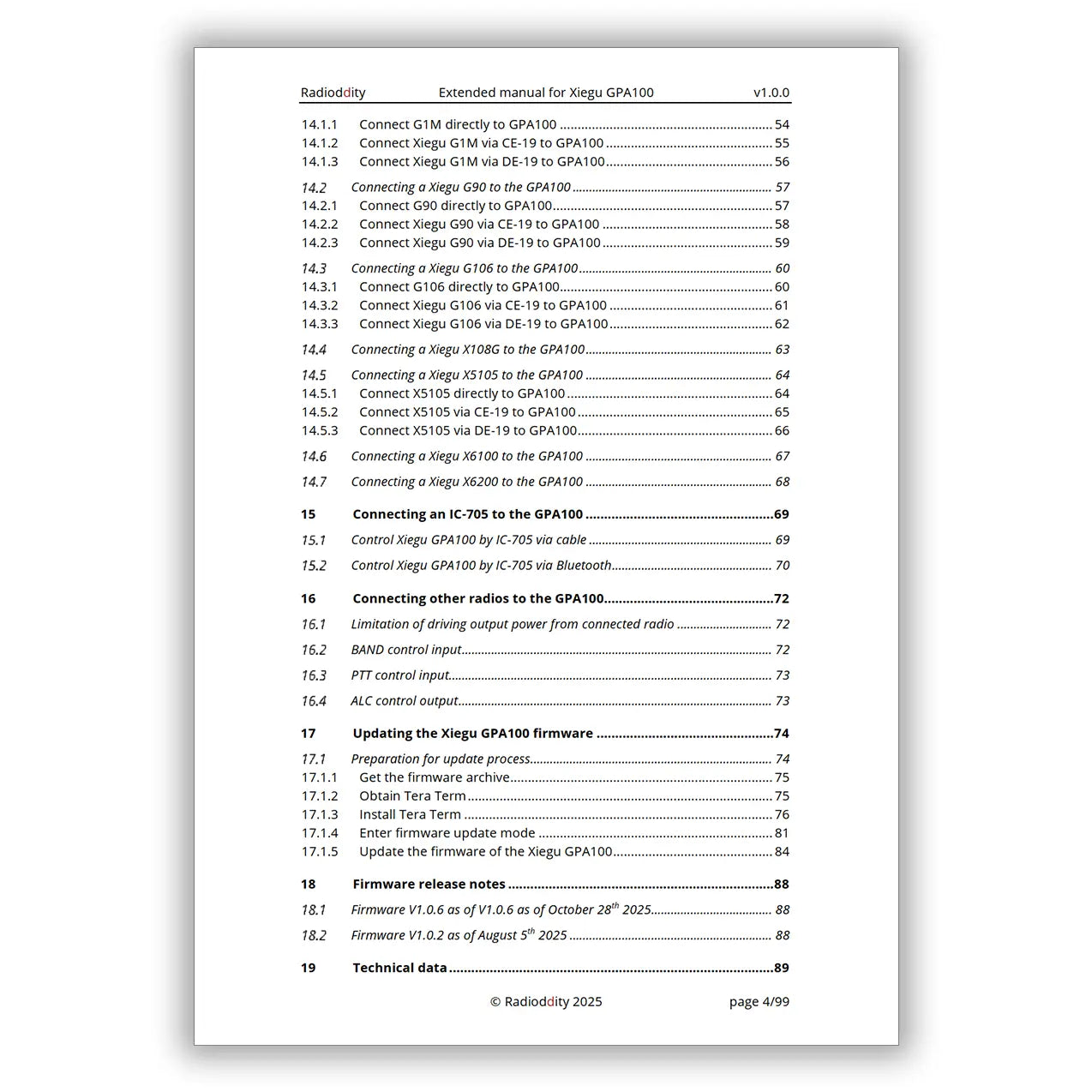 [eBook] Radioddity Extended Manual for Xiegu GPA100 - Radioddity