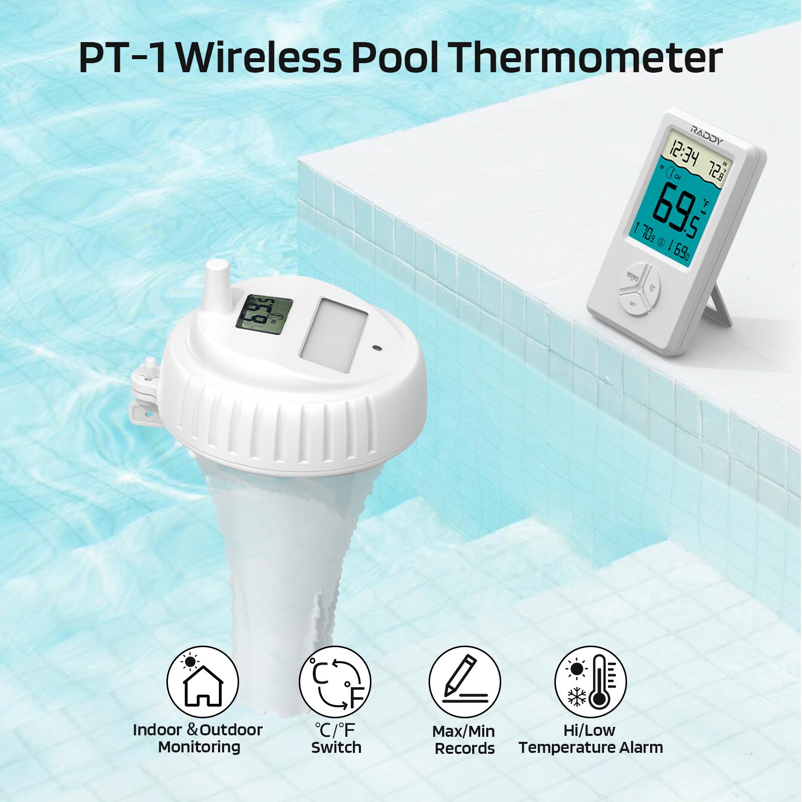 Wireless Floating Pool Thermometer – Digital LCD, Swimming Pool & Spa Temperature Gauge
