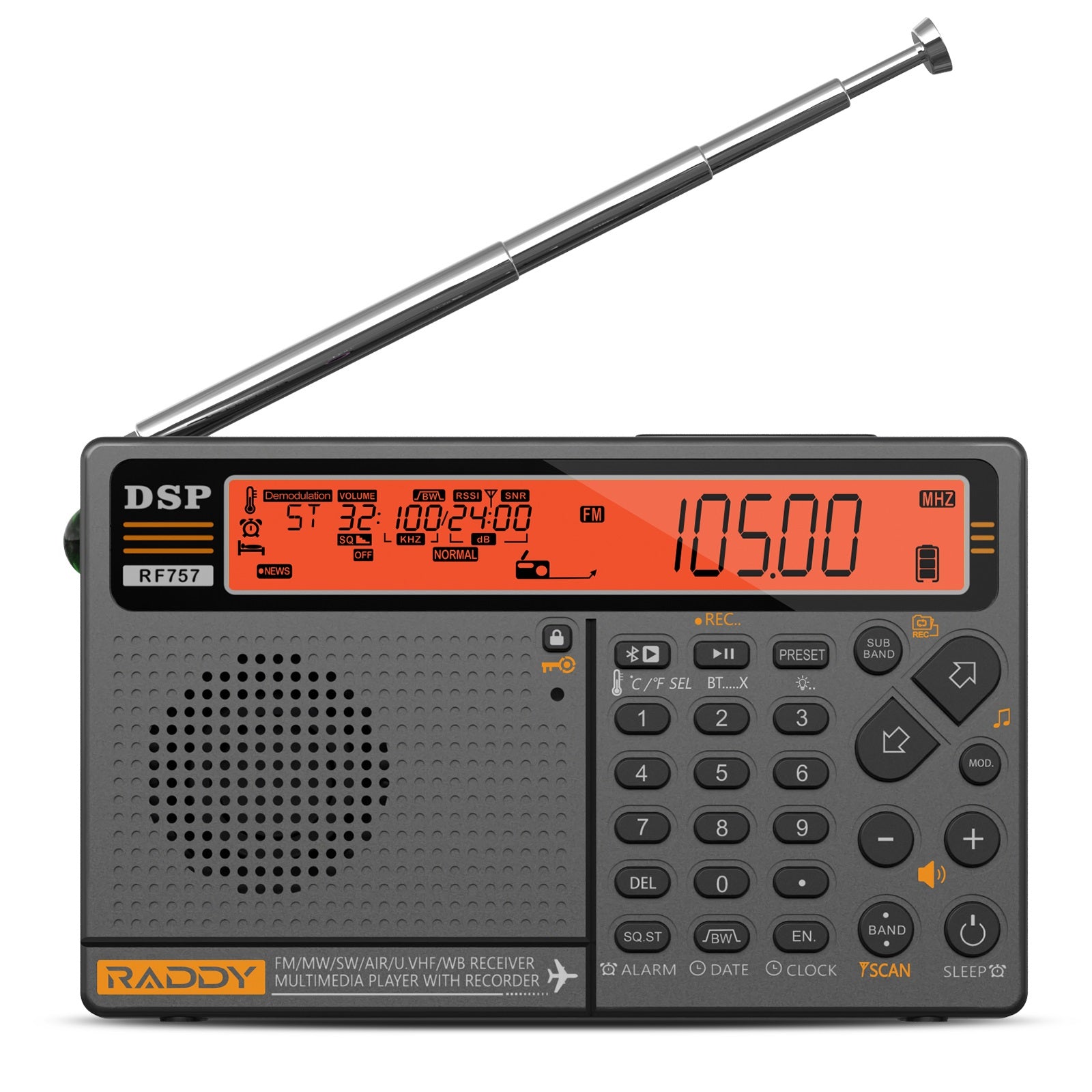 Raddy RF757 Shortwave Radio | APP Control | AM/FM/SW/VHF/UHF/CB/AIR/NO ...