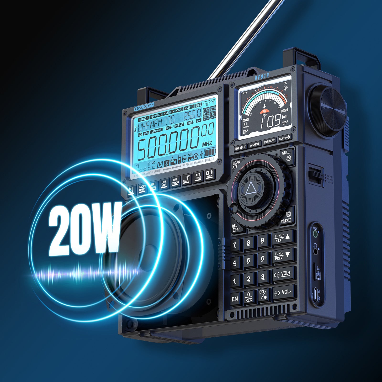 Raddy RF919 Shortwave Radio | Full Band Receiver with SSB | 20W Blueto ...