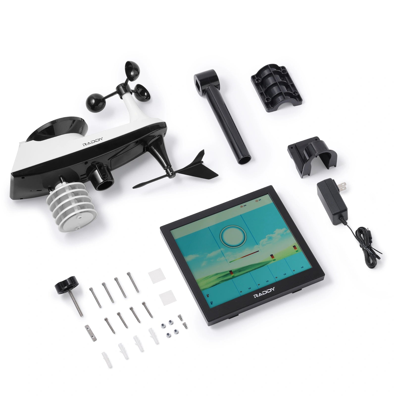 Raddy WF-120P Professional Wi-Fi Weather Station | App Control | 10″ HTN Color Display |  Indoor/Outdoor Temp & Humidity | UV & Light Index | PM2.5 AQI | 5-Day Forecast | 7-in-1 Outdoor Sensor for Farm - Radioddity