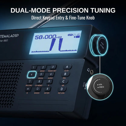 Raddy MLite-880 SDR Radio | Full Band & Aviation | SSB/LSB/USB/CW | Waterfall Spectrum | 5000mAh 21700 | DSP Noise Reduction
