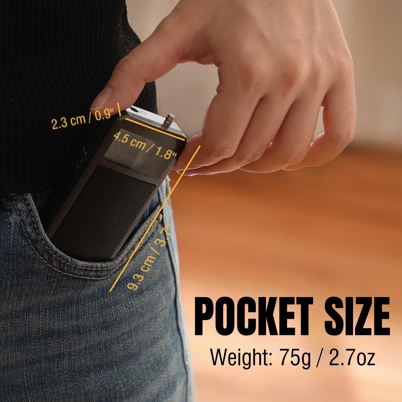 Raddy RF205 Portable FM Radio | BT 5.3| FM-to-BT Signal Output | Pocke ...