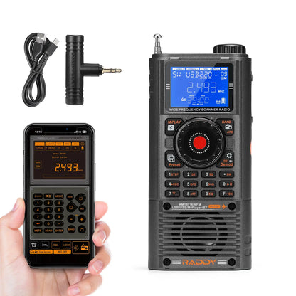 Raddy RF780 Shortwave SSB All Band Radio | Keypad & Shuttle Tuning | FM/AM/SW/AIR/CB/VHF/UHF/WB | App Control | Broadcast Recording | External MW Antenna