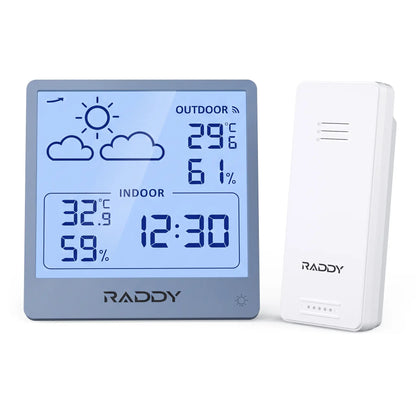 Raddy WF-50 Weather Station | 5.0’’ VA/TN Display | Weather Forecast | Temperature & Humidity Monitor | USB-C/Battery Powered