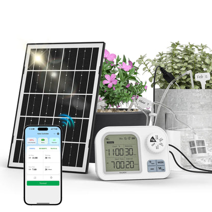 Raddy WS-74 Solar Irrigation System | Smart APP Control | IPX7 Waterproof | Soil Moisture Sensor | 2600mAh Battery | Automatic Watering Kit for 15 Plants