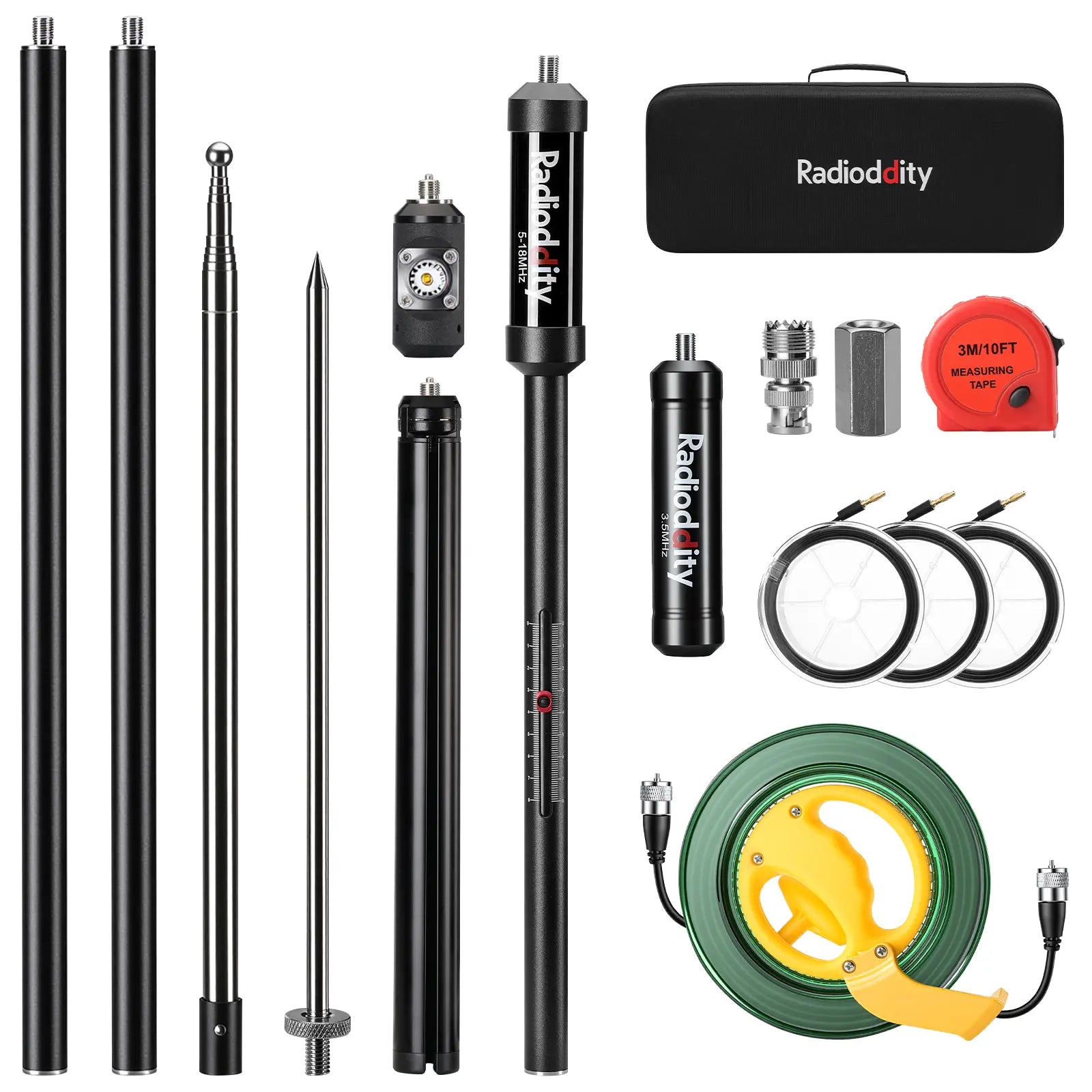 Radioddity HF-010 Portable HF Antenna | 6-80M | 3.5-50MHz | SWR 1-1.5 | Quick-Tuning - Radioddity