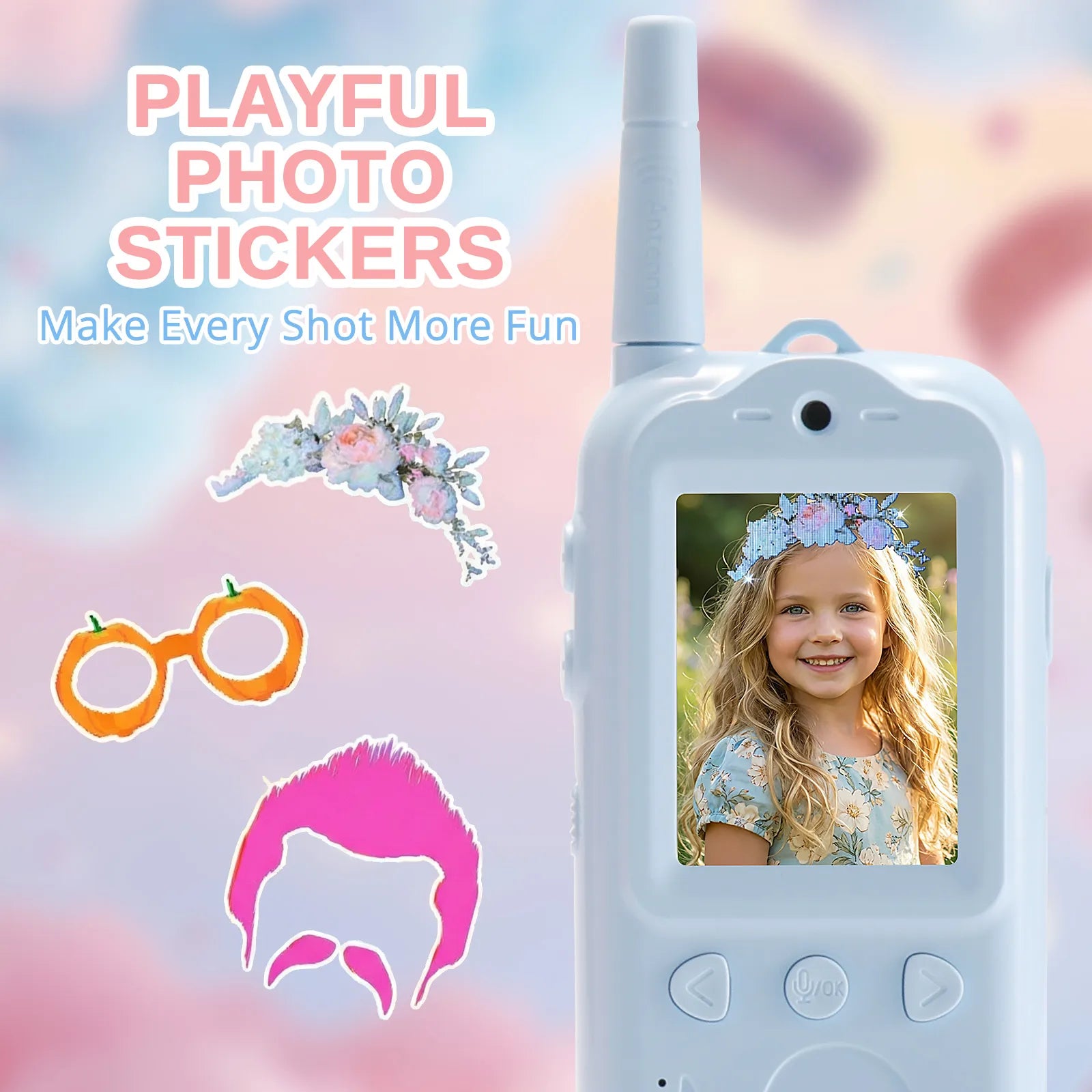 Radioddity KiddoTalk V1 Video Screen Walkie Talkies | 4 Fun Video Modes & Voice Effect | Toys for Boys&Girls - Radioddity