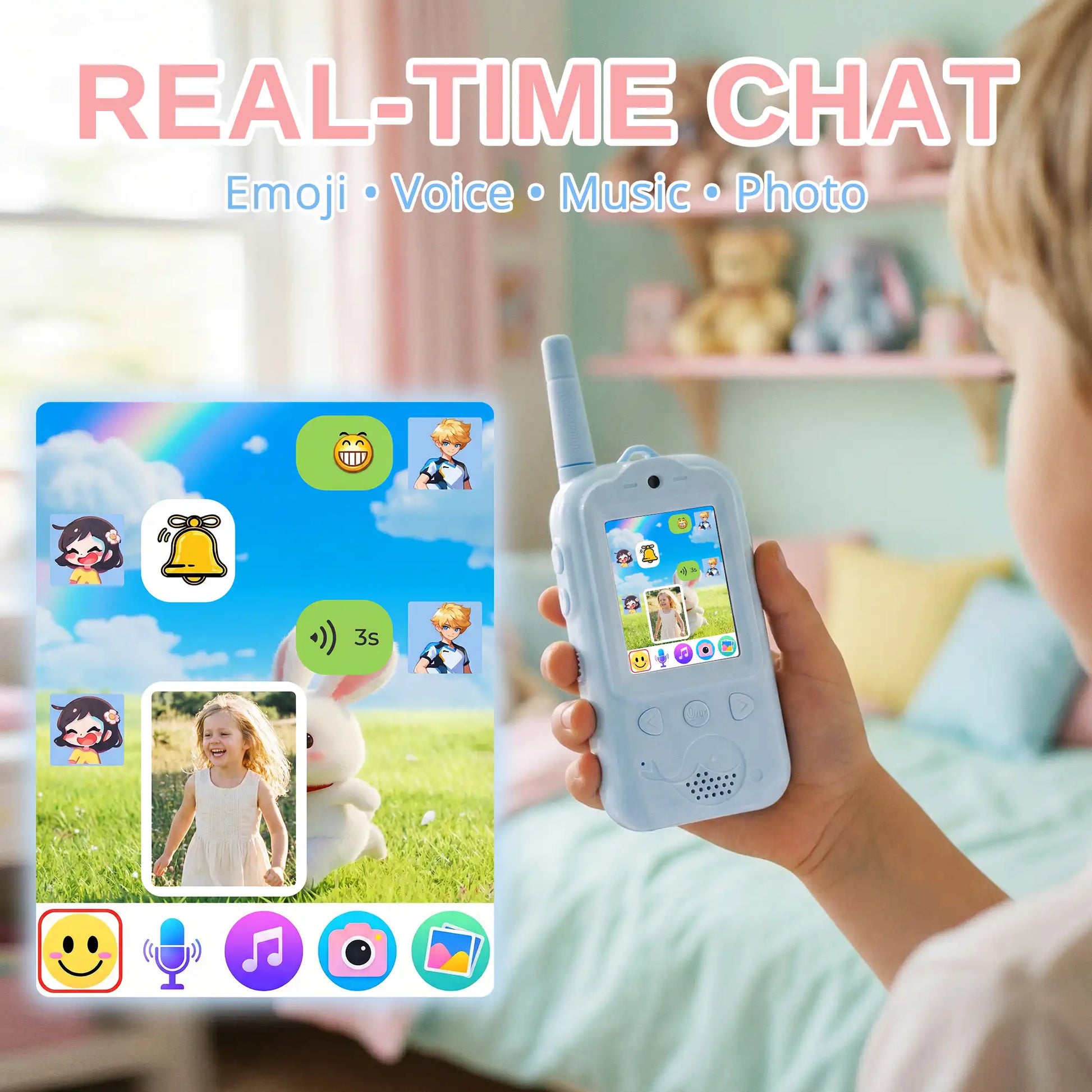 Radioddity KiddoTalk V1 Video Screen Walkie Talkies | 4 Fun Video Modes & Voice Effect | Toys for Boys&Girls - Radioddity