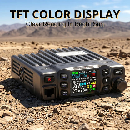Radioddity CB-5000 Small CB Radio | AM/FM/SSB/CW/PA Modes | 12V/24V Power Input | TFT Color Display | Built-in SWR Meter | NRC Noise Reduction