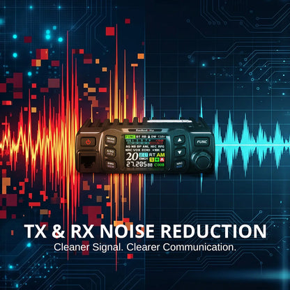 Radioddity CB-5000 Small CB Radio | AM/FM/SSB/CW/PA Modes | 12V/24V Power Input | TFT Color Display | Built-in SWR Meter | NRC Noise Reduction