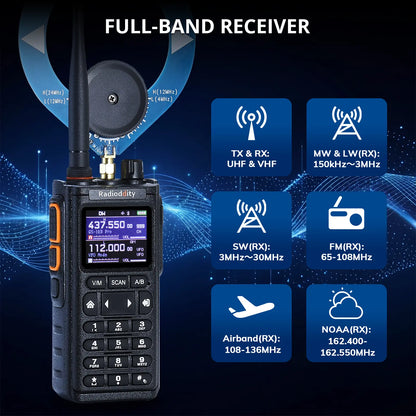 Radioddity GS-10B Pro 8W Ham Radio | Real-Time Spectrum | HF SSB CW Airband | Citizen Band | NOAA Receiver | BT APP Programming | 999 Channels | 2 Donut Antennas