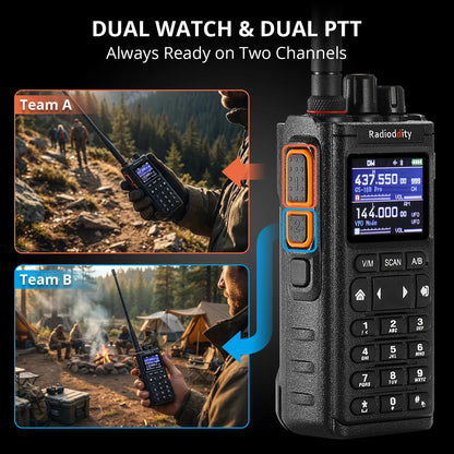 Radioddity GS-10B Pro 8W Ham Radio | Real-Time Spectrum | HF SSB CW Airband | Citizen Band | NOAA Receiver | BT APP Programming | 999 Channels | 2 Donut Antennas