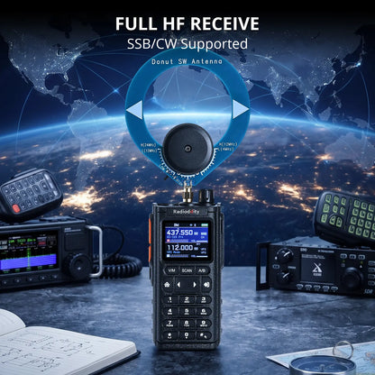 Radioddity GS-10B Pro 8W Ham Radio | Real-Time Spectrum | HF SSB CW Airband | Citizen Band | NOAA Receiver | BT APP Programming | 999 Channels | 2 Donut Antennas