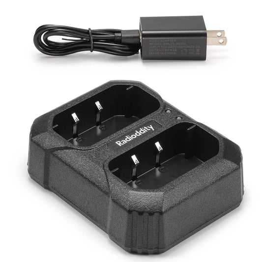 Radioddity HD-2 Dual-Slot Desktop Charger | USB-C Charging Dock | For HD-2 Walkie Talkies & Spare Batteries | Smart LED Indicator | Multi-Protection Safety Circuit