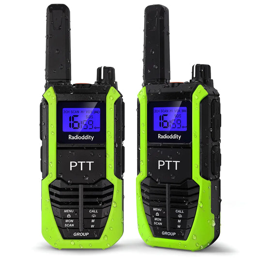 Radioddity HD-2 Walkie Talkies |  FRS/PMR | IP67 Waterproof & Heavy-Duty | Cold-Weather Ready | Emergency USB-C Power Output | 2500mAh Battery | Dual PTT | NOAA Alerts