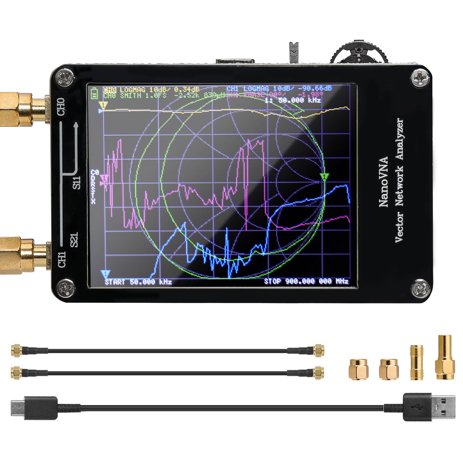 NanoVNA-H Vector Network Analyzer package content
